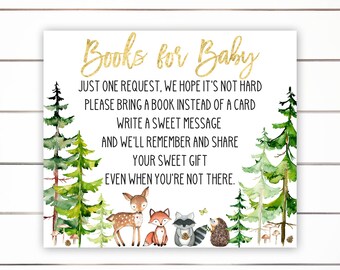 Books for Baby Woodland , Books For Baby Printable, Books For Baby Card, Baby Shower Invitation Insert, Book Request, Woodland, Boy, WFP1