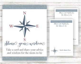 Advice For the Mom-to-be Sign and Card, Baby Shower Advice Card, Advice For Mom, Nautical Baby Shower, Printable, Baby Boy, Nautical, SAP1