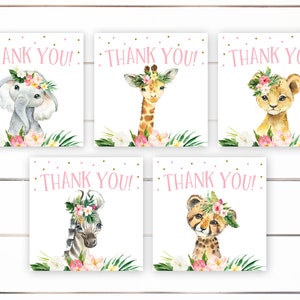 Safari Baby Shower Favor Tags, Safari Favor Tags, Baby Shower Favor Tags, Baby Shower Thank You Tags, Tropical Theme, Safari, Girl, SGP1