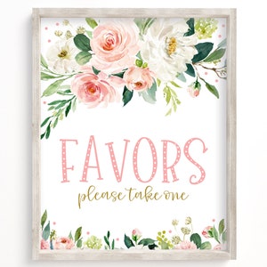 Favors Sign, Baby Shower Favors Sign, Boho Baby Shower, Floral Baby Shower, Girl Baby Shower, Boho, Blush, Pink, Floral, Printable, BGP1