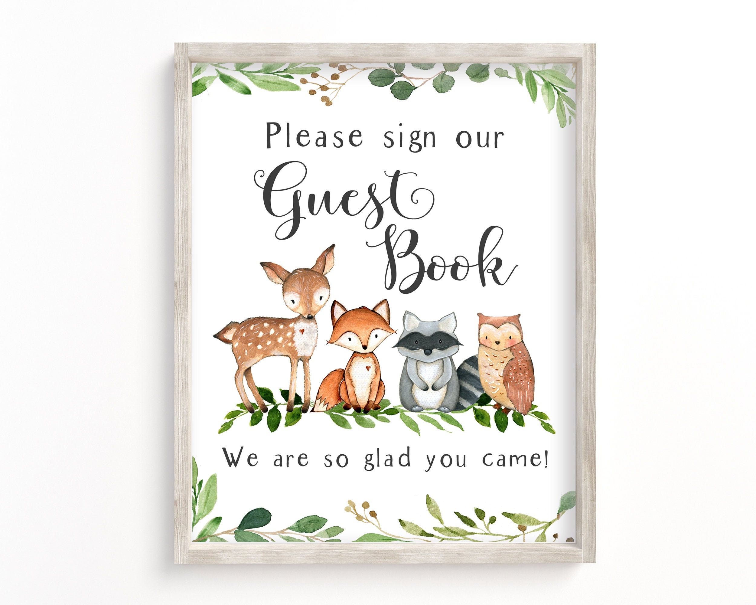 Please Sign Our Guest Book Woodland Baby Shower Guest Book | Etsy