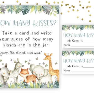 Hoeveel kussen zitten er in de pot, raad eens hoeveel kussen, Safari babyshower, Safari thema, Safari dieren, Jungle, afdrukbaar bord & kaart, AB1