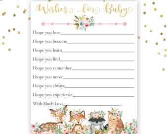 Wishes For Baby, Floral Baby Shower Advice, Woodland Baby Shower Wishes, Woodland Baby Shower, Baby Shower Advice and Wishes For Baby, WP1