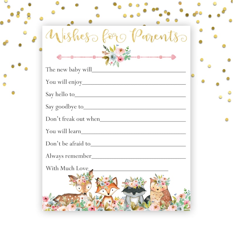 Wishes For Parents Floral Baby Shower Advice Wishes for New | Etsy