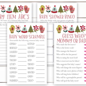 Christmas Baby Shower Games Bundle, Printable Baby Shower Games, Winter Baby Shower, Baby Shower Bingo, Baby Word Scramble, Christmas