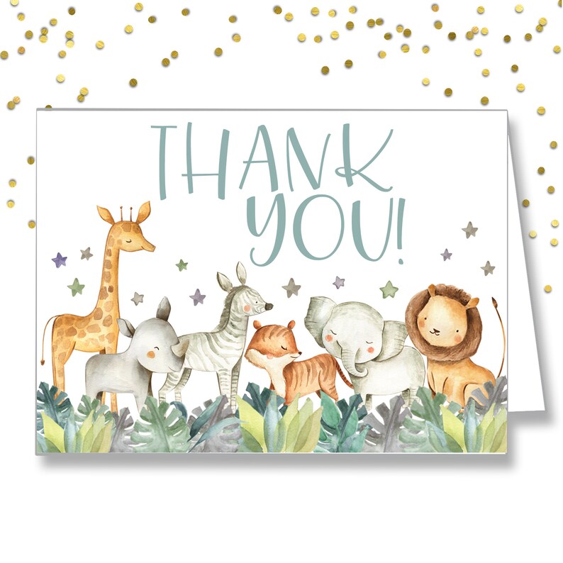 Safari Thank You Card Safari Baby Shower Thank You Card Etsy