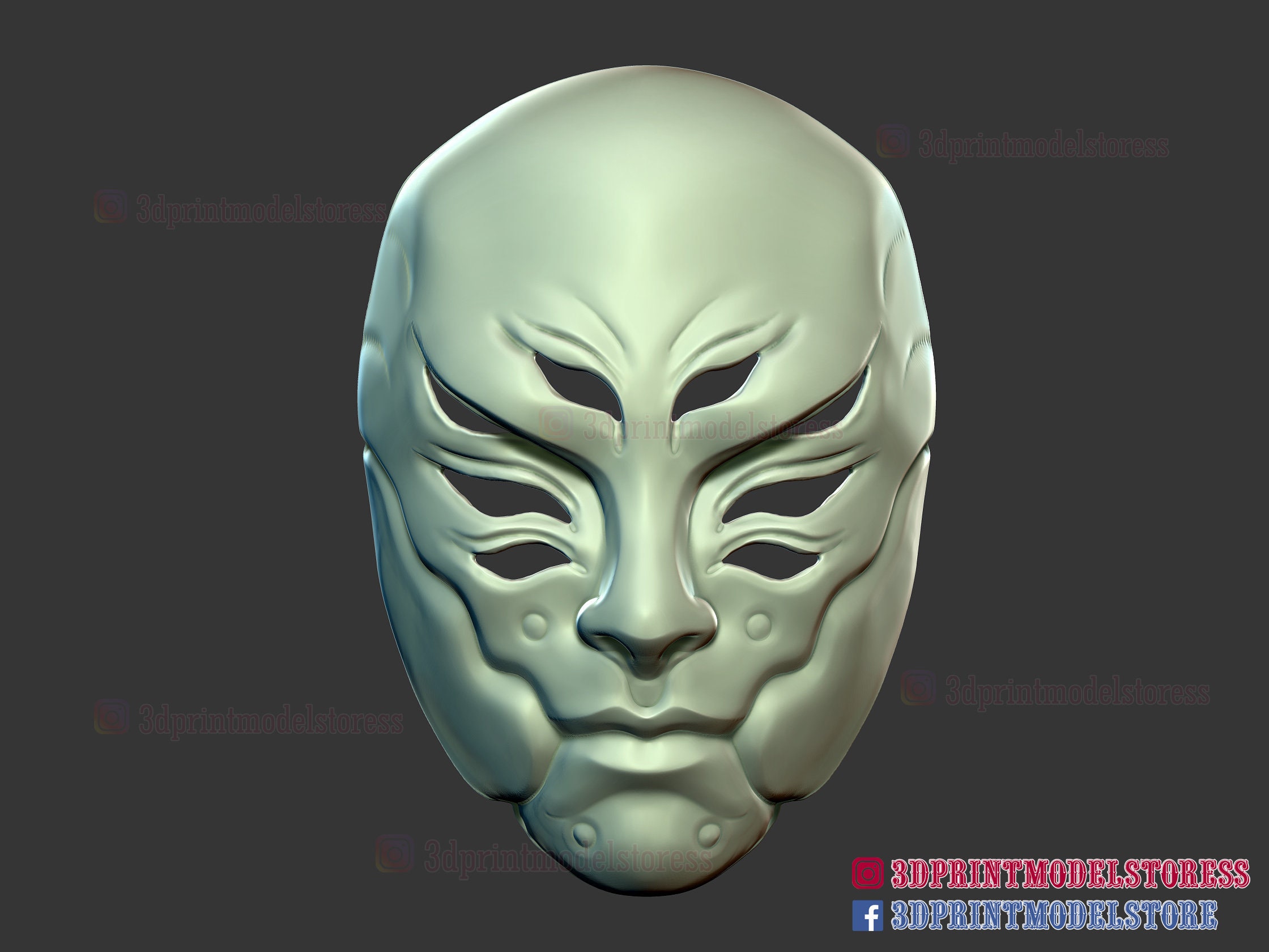 Японская маска-призрак Kitsune - Маска Они - Демон Косплей Шлем 3D Print .....