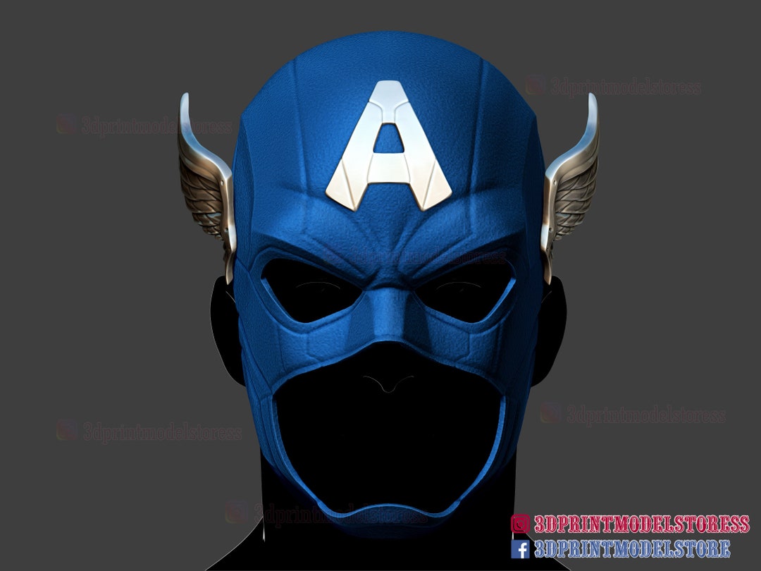 Captain America Helmet Marvel Comics - 3D Print Halloween Cosplay Mask ...