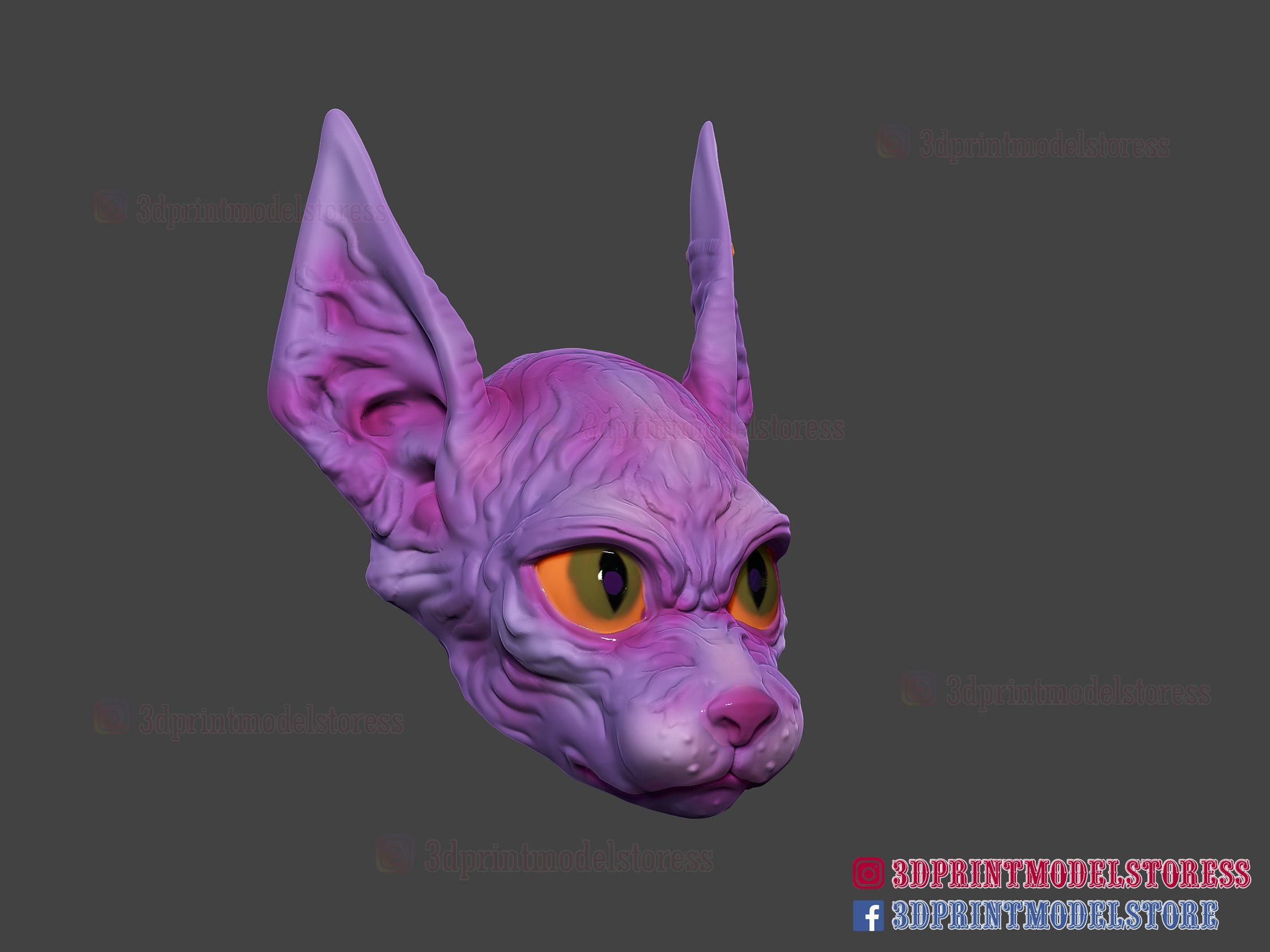 3d Print File Sphynx Cat Mask Halloween Cosplay Helmet STL Etsy