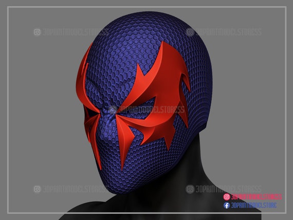 Marvel Spiderman 2099 Mask with Faceshell & Lenses 1:1 3D Handmade Blue  Spider-Man Masks Halloween Cosplay Masks for Xmas Gift