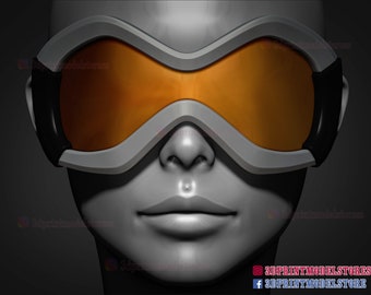 Overwatch Tracer Lena Oxton Goggle Cosplay Eyes Mask - Halloween Cosplay Mask 3D Print Model