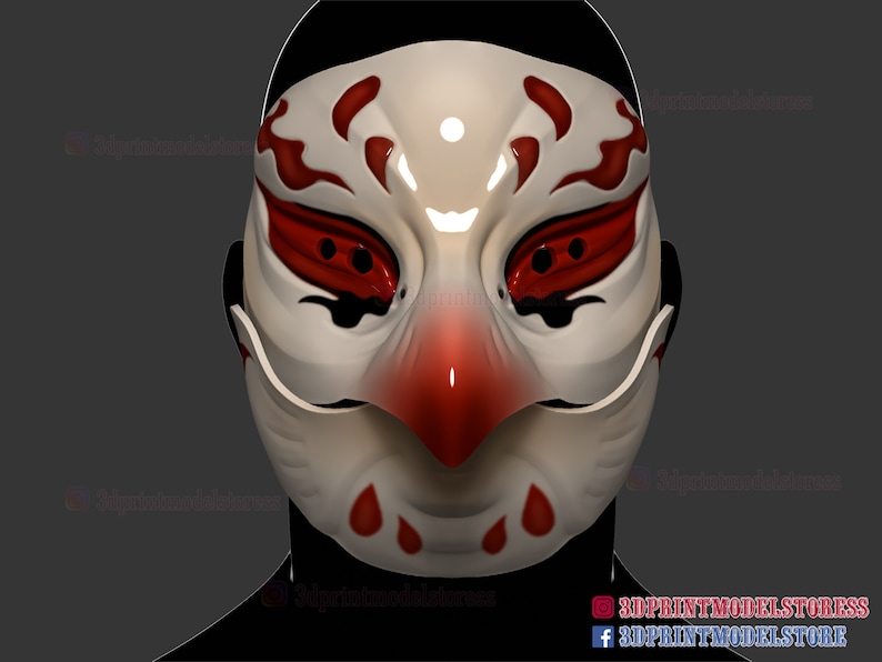 3D Print File Cosplay Mask Japanese Bird Mask Demon Kitsune Cosp