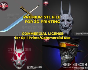 Commerciële licentie voor verkoopafdrukken - Premium STL-bestand voor 3D-printen - 3D-printmodel - STL-bestand - Cosplaymasker - Halloween-kostuum