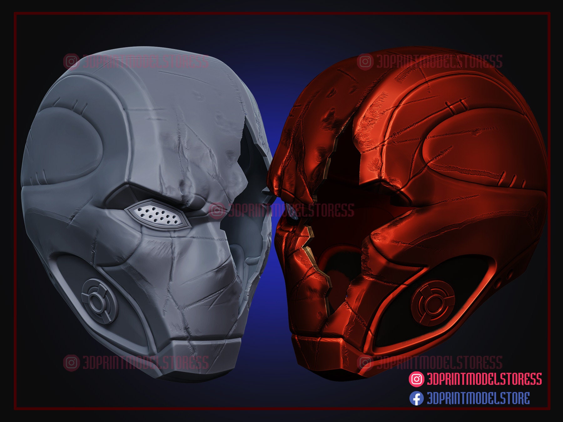 red hood mask damaged - titans season 3 - dc comics cosplay 3d print model  3D Print Model