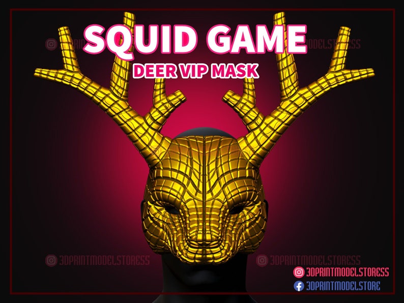 Squid Game Mask - Deer Vip Mask STL File for 3D Printing for Cosplay - Costume - Toy - 3D Print Model 