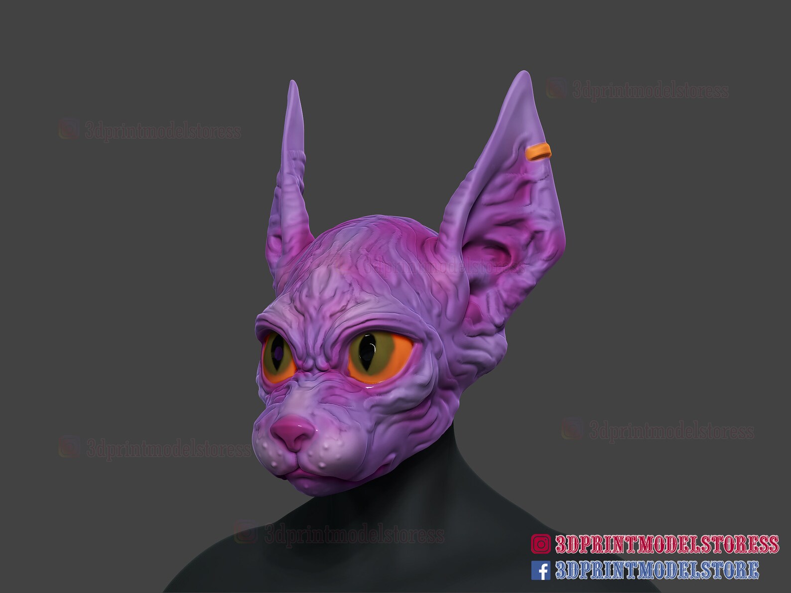 3d Print File Sphynx Cat Mask Halloween Cosplay Helmet STL Etsy