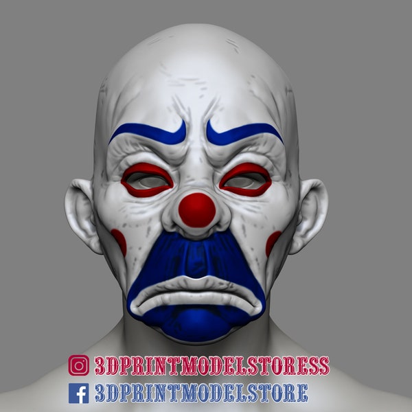 Fichier d'impression 3D Joker Dark Knight Cosplay masque de clown, fichier STL masque Bozo