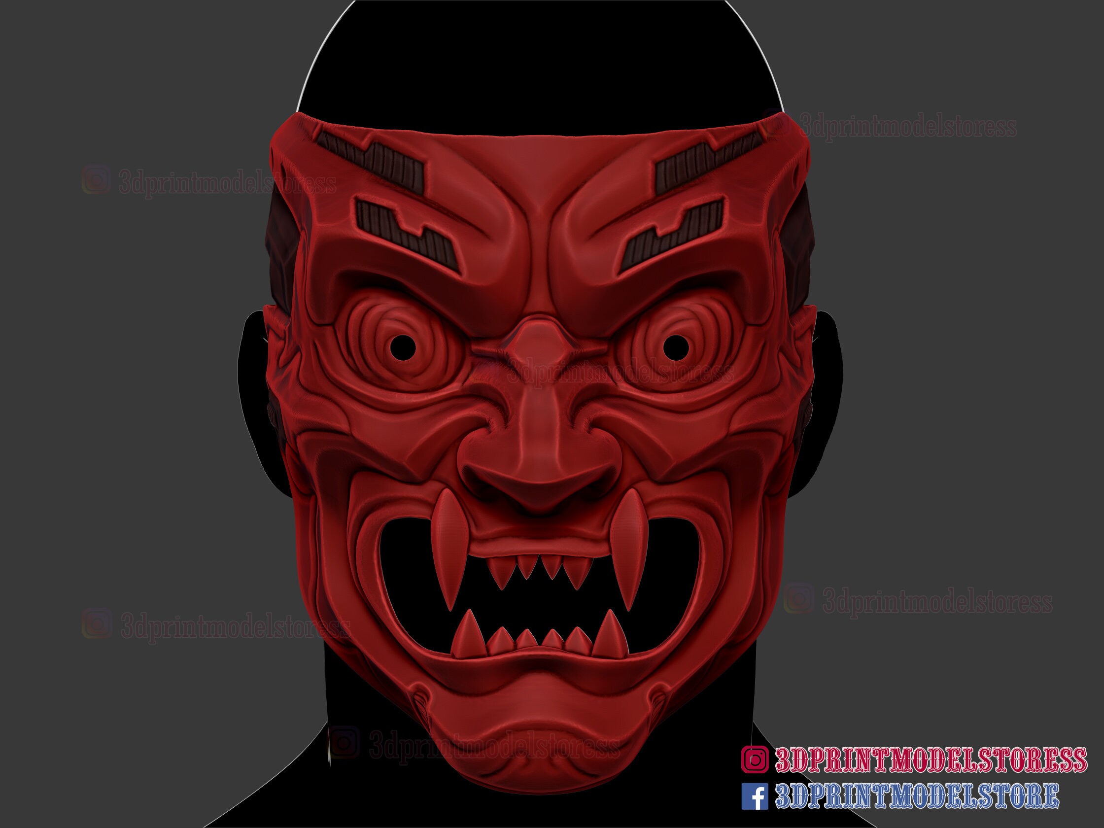 Киборг Они Маска - Японский Kitsune Демон Косплей Шлем 3D Print File для ко...