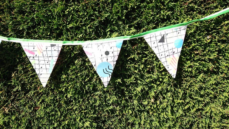 Fabric bunting 80s style print