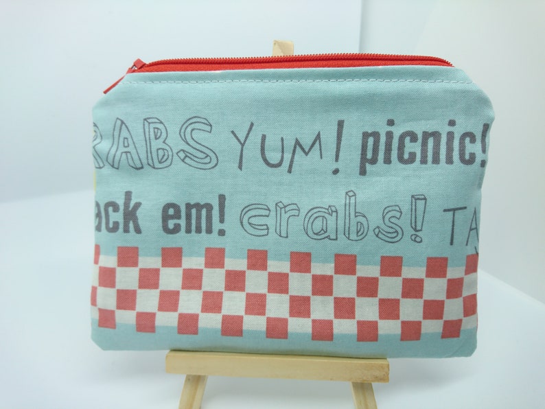 wallet Handmade coin purse sea change purse crabs mini make up bag seafood lemons