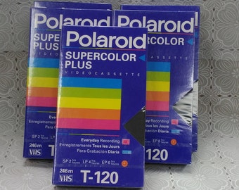 Polaroid Supercolor Plus Video Cassette Tapes T-120 VHS 246m Set of 3 New Sealed (cb)