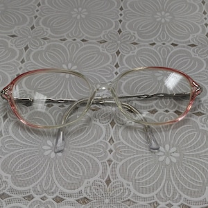 Vintage Girls Child's Eyeglasses Pink Edges Silver Sides with Infinity Symbol 1980's For Frames Only EB image 1