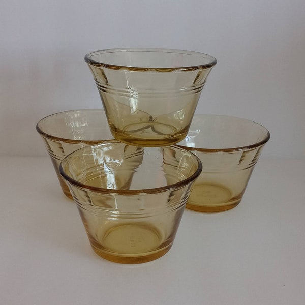 Vintage Mexico Yellow Sherbert Glass Set of 4 Custard Sorbet Bowls (@)