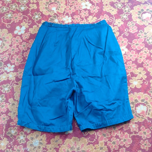 Vintage High Waist Navy Blue Shorts Joyce Lane Size 15/16 Wash'n Wear 100% Cotton Made in Japan 1960's Women's Fashion Clothing (vc3)