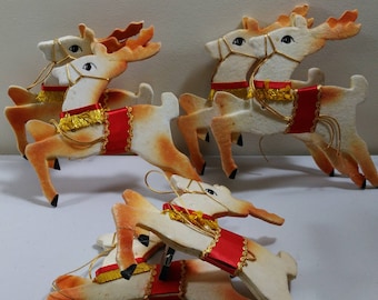 Reindeer 3 Vintage Leaping Sets of 2 Charming Handmade Christmas Reindeer (1)