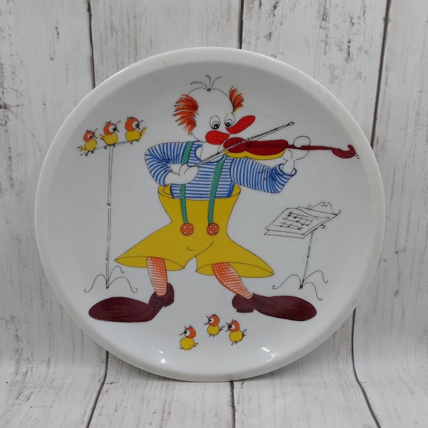 Vintage Clowns Spal Porcelanas  Dessert Plate Clown Violin Birds Fun & Funky