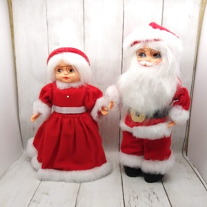 Vintage Santa & Mrs Clause Dolls Homemade Craft Figures Christmas Holiday Decor