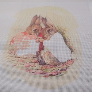 Peter Rabbit Needle Craft Screen  Two Bunny Rabbits Cross Stitch (3)