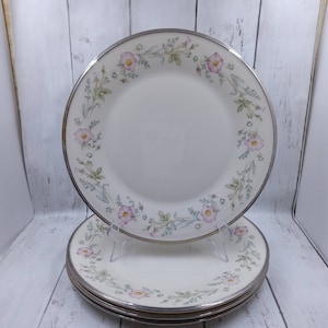 Vintage Lenox Fliration Dinner Plates Set of 4 Dimension Pastel Floral w/ Platinum Trim