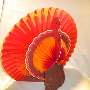 Vintage Hallmark Thanksgiving Turkey Centerpiece Honeycomb Tail Bright Colorful Vintage Holiday Table Decorations (4d)
