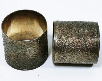 Vintage Silver Plate Napkin Holders/ Rings  Set of 2 Flower Swirl (j)