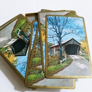 Vintage Covered Country Bridge Cartes à jouer Congrès Cel-U-Tone Finition (lvb)