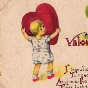 Vintage Valentine Toddler Romper Big Heart S. Bergman Postcard (2@4)