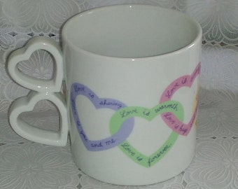 Vintage Avon Love is... Coffee Tea Hot Chocolate Mug Double Heart Handle (ms)