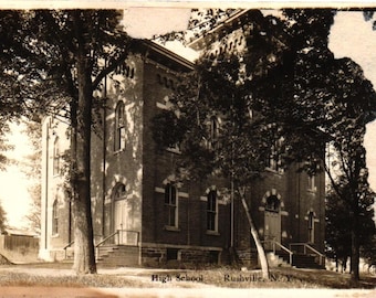 RPPC Rushville New York High School Real Picture Postcard (2@1)