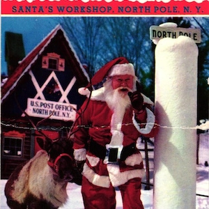 Nordpol Post post office Santa es Work Shop Santa Claus & Rentier Christmas Postkarte (2@3)