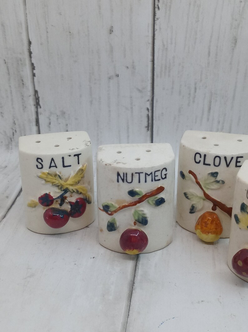 Vintage Japan Spice Shaker Jars Set of 5 Salt Nutmeg Spice Etsy