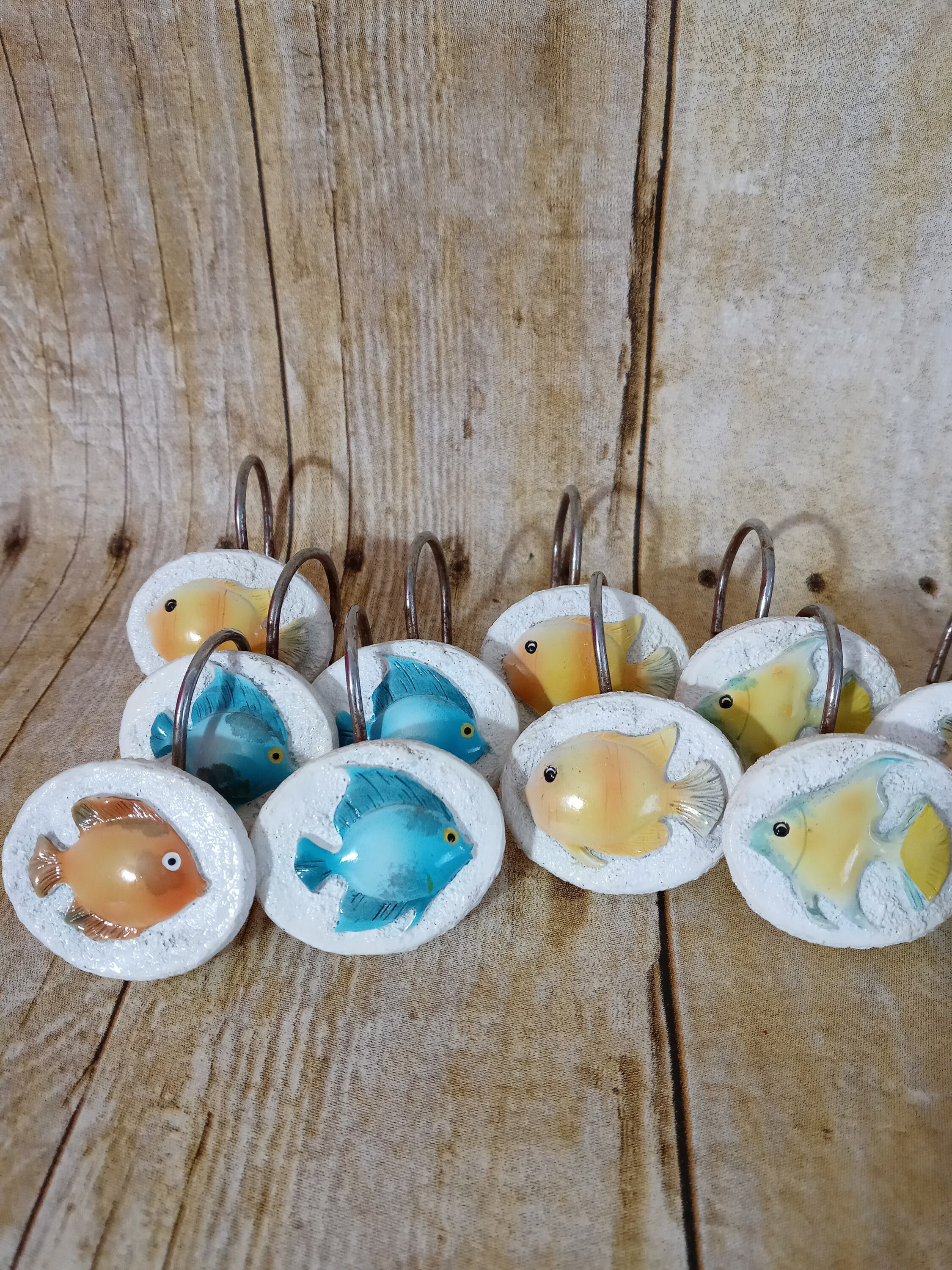 Colorful Fish Shower Curtain Hooks Set of 12 Ocean Under the Etsy