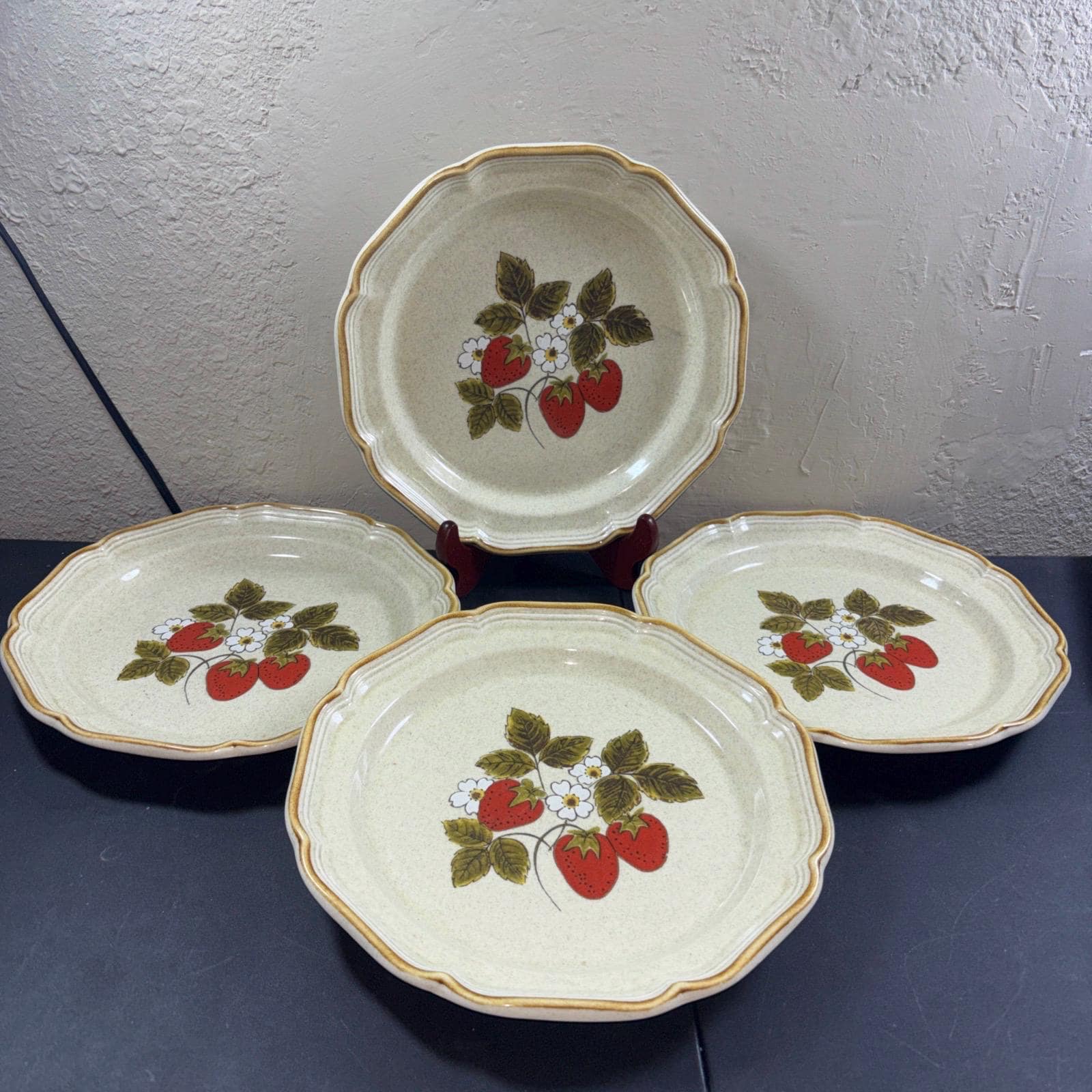 【ビンテージ】インタナショナル「ストロベリーパッチ」ディナープレート2枚セット Vintage Strawberry Dinnerware Set - Etsy