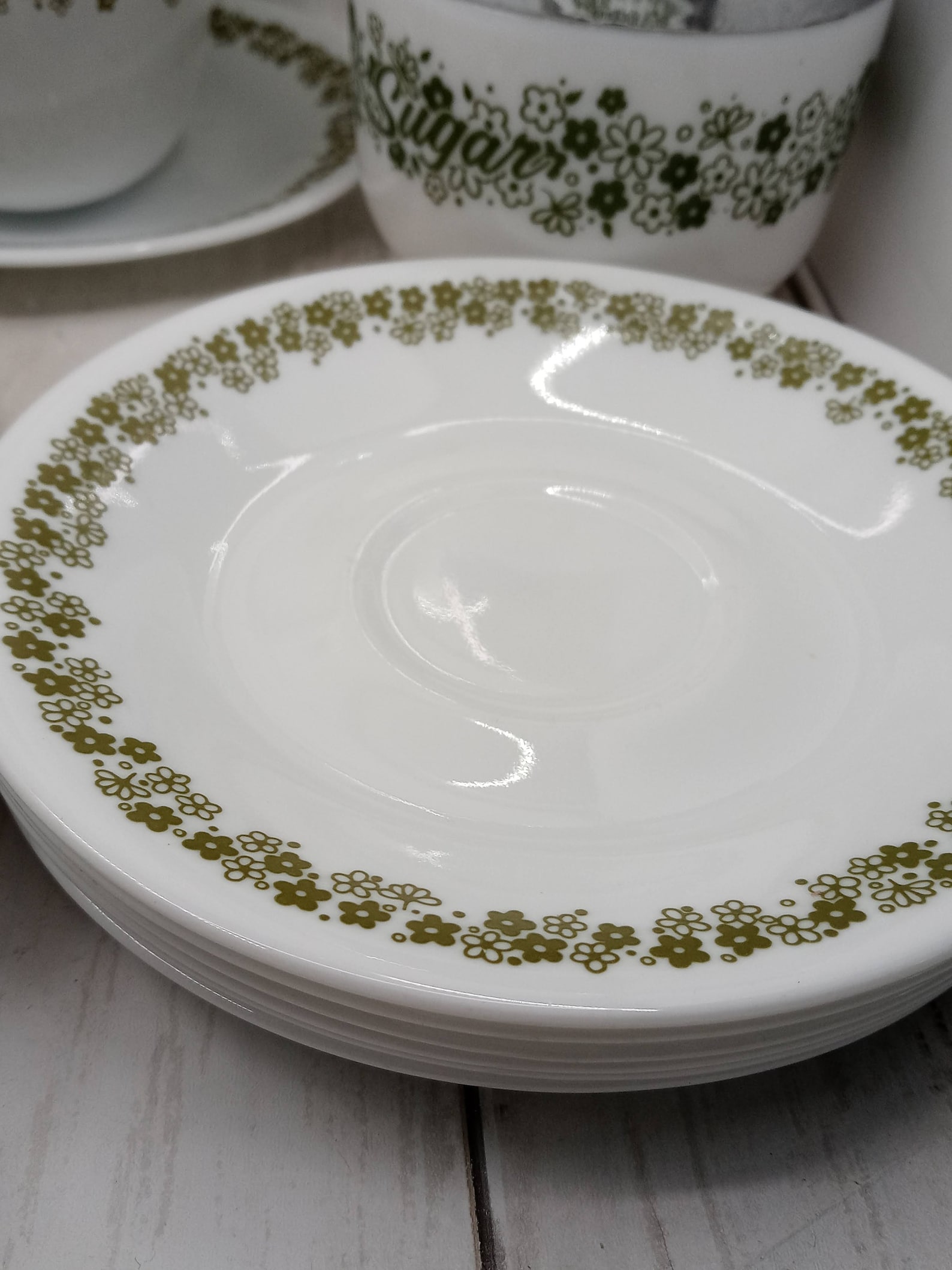 Vintage Corelle Spring Blossom Dinnerware Green & White Floral Etsy