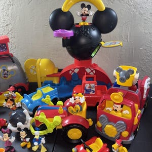 Mickey Mouse Clubhouse Playset Lot Firetruck RV Camper Farm Truck Jeep & Figures image 5