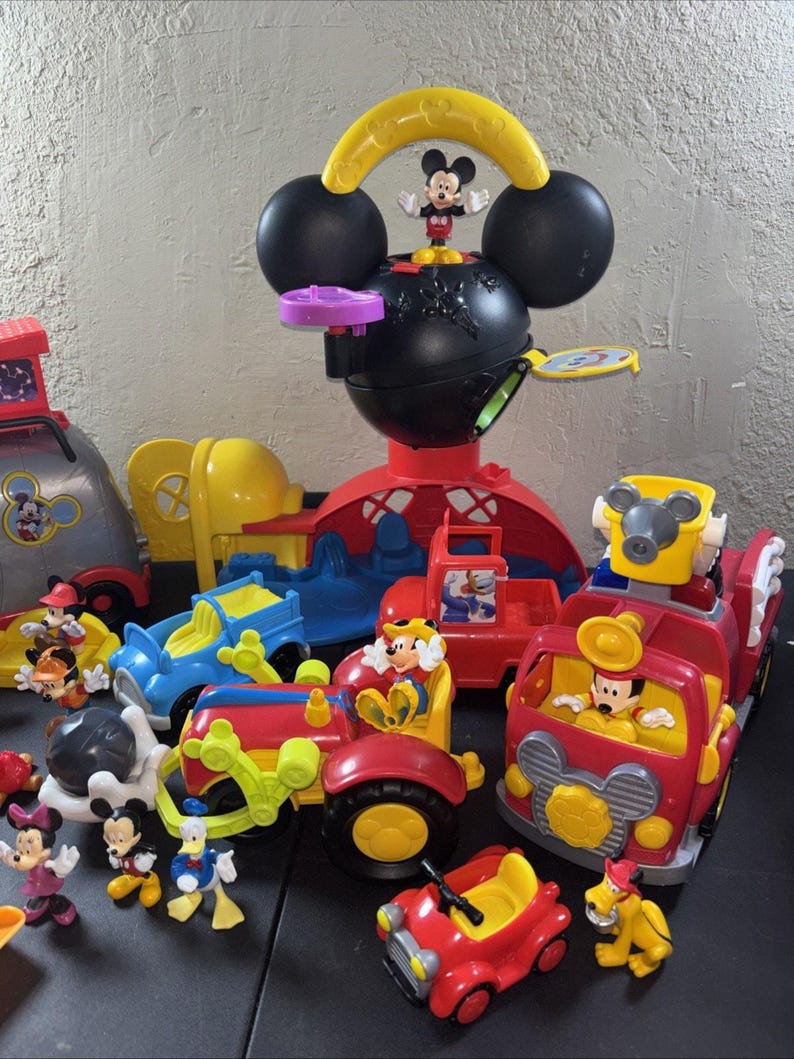 Mickey Mouse Clubhouse Playset Lot Firetruck RV Camper Farm Truck Jeep & Figures image 5