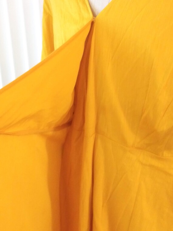 Vintage Yellow Wrap Dress Size XL Short Sleeves L… - image 6