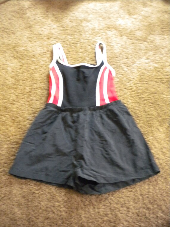 90s 1pc Shorts Swimsuit Vintage Le Cove Black Red u0026 White - Etsy UK