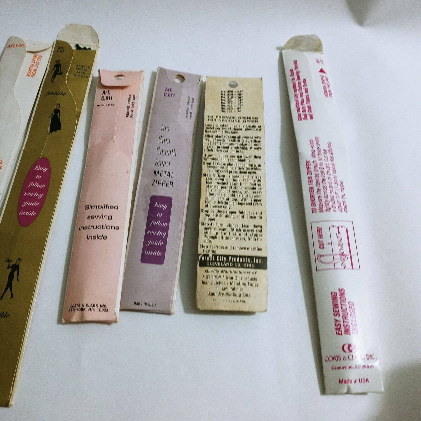 Vtg Metal Zippers New USA Made Assorted Brands & Colors Set