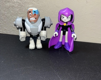 2 Imaginext Teen Titans Go Lot – Cyborg & Raven DC Kid Toy Superheroes